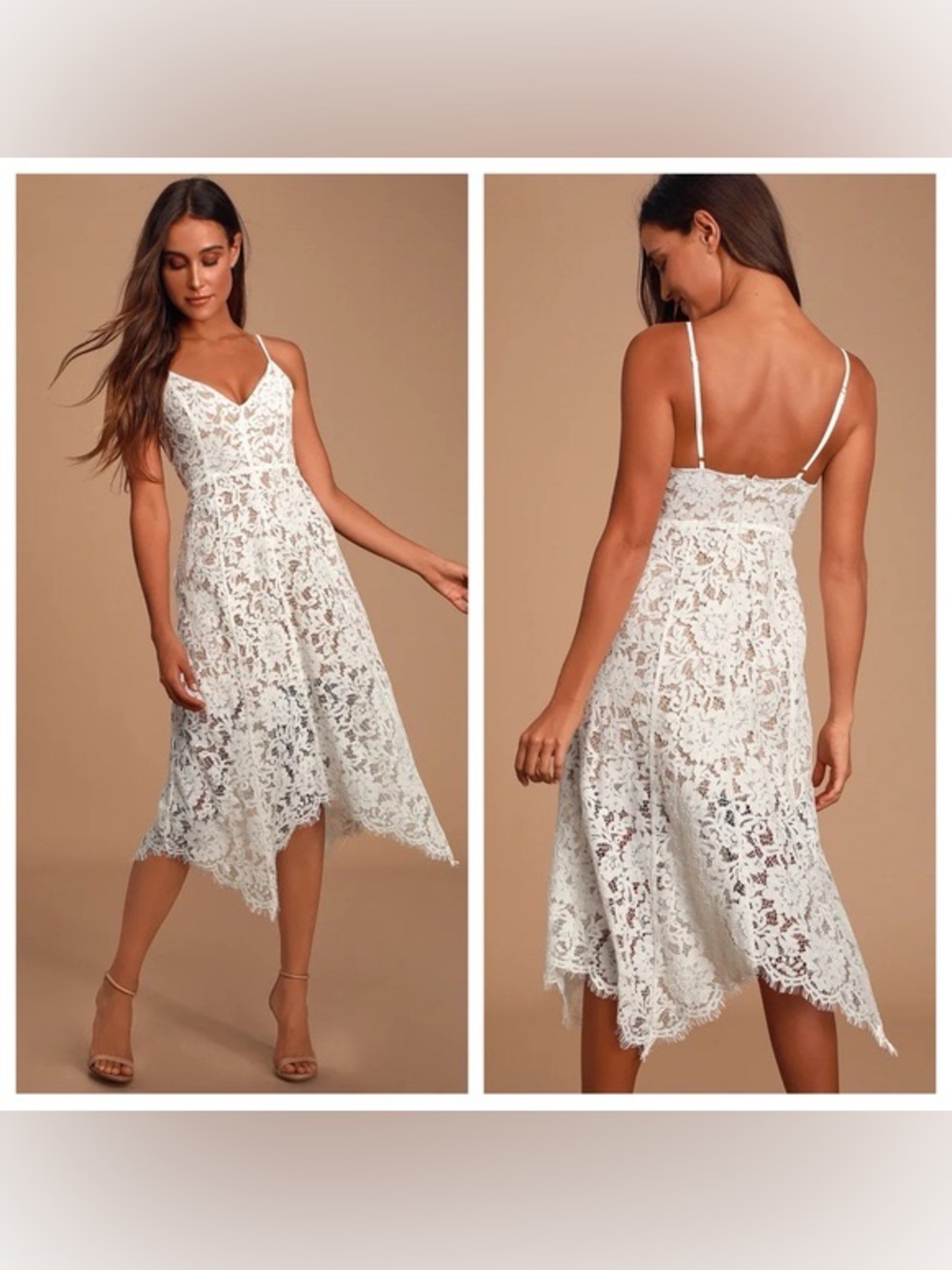 Lulus One Wish White Lace Midi Dress